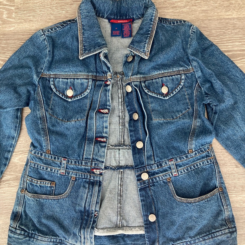 BCBGMaxAzria Blue Denim Jacket with Red Logo Tag